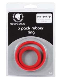 Spartacus Rubber Cock Ring Set - Red Pack of 3