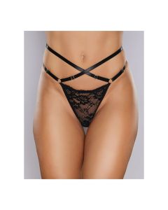 Adore Cherished Lace & Mesh Thong Black O/S