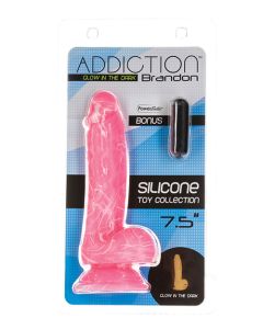 Addiction Brandon 7.5" Glow in the Dark Dildo - Pink