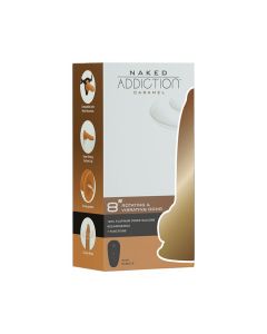 Naked Addiction 8" Rotating & Vibrating Dong w/Remote - Caramel