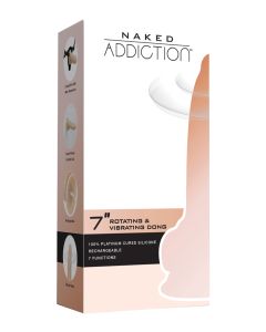 Naked Addiction 7" Rotating & Vibrating Dong w/Remote - Flesh