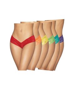 6 pc Low Rise Neon Pride Panty Pack Asst. Colors O/S