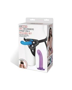 Lux Fetish 3 pc Beginners Strap On & Pegging Set - Multi Color