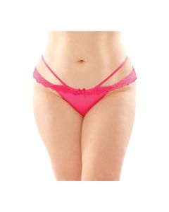 Posey Strappy Lace & Microfiber Crotchless Panty Pink QN