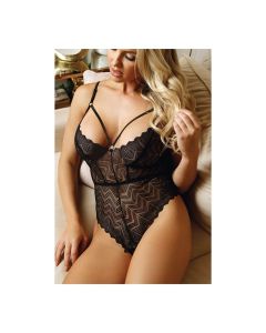 Vixen Chevron Lace Teddy Black L/XL