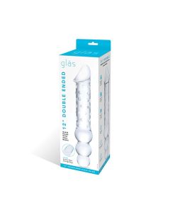 Glas 12" Double Ended Glass Dildo w/Anal Beads - Clear