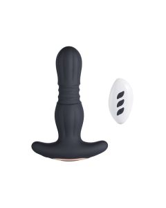 Agas Thrusting Butt Plug w/ Remote Control - Black