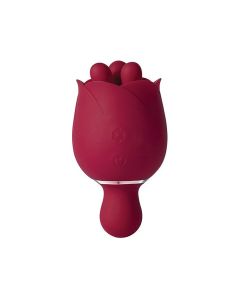 Rosewyn Rotating Rose Toy Vibrator & Pinpoint Stimulator - Red
