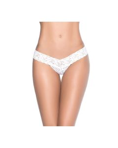 Patterned Lace Thong White