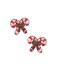 Neva Nude Sequin Candy Cane Pasties - Red/White O/S