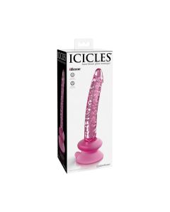 Icicles No. 86 Hand Blown Glass Massager w/Suction Cup - Pink