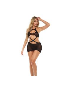 Pink Lipstick Cashed Out Mesh Dress Black O/S