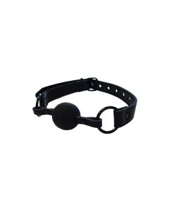 Rouge Leather Ball Gag - Black with Black