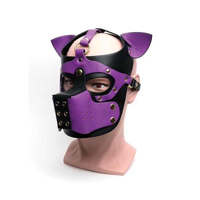 665 Bondage Pup Hood - O/S Black/Purple